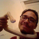 Me with my then-roommate’s albino cornsnake. Manda is still kickin’, and still as adorbs.